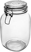 LYOR - Pote Hermético de Vidro com Silicone e Clipe em Metal Vintage Preto 1,6L - Organização de Alimentos - Porta Mantimentos com Tampa Hermético