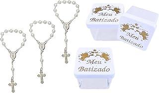 Kit Meu Batizado com Mini Terços e Caixinhas Acrílicas 5x5cm ✝️ Conjunto Lembrancinha de Batismo para Menino ou Menina🙏 Fé, Gratidão e Sofisticação | Feito no Brasil 💖 (10)