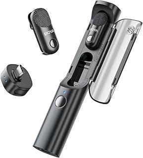 BOYA Mini microfones Magic sem fio para iPhone 15-16/Android, 4 microfones formulários em 1, 7 g leves, redução de ruído AI, 48 kHz/24 bits, controle de aplicativo, alcance de 100 m