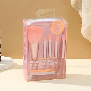 Kit 5 Pincéis de Maquiagem Travel Size com Necessaire, Portátil, Ideal para o Dia a Dia Cerdas Sintéticas Macias, Portátil e Completo, PREMIUM