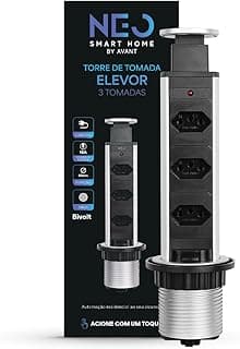 Avant Neo Torre de Tomada Embutir Retrátil (Elevor) 3 Tomadas Flex 10A/20A USB/USB-C, Bivolt, para Bancada Cozinha e Escritório