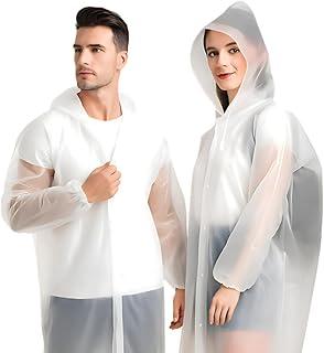 Capa de Chuva Adulto Reforçada Transparente com Capuz Impermeável Comprimento Longo Reutilizavel Resistente