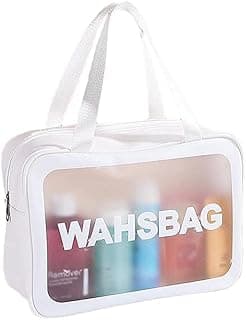 Bolsa de maquiagem transparente, conjunto de bolsas de viagem para cosméticos à prova d'água portátil com zíper e alça para limpador facial, passaporte - branco G com 14.5% de desconto por R$ 24,71 na amazon