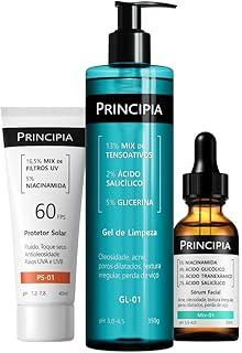 Principia Kit Anti-Acne Trio Gel de Limpeza GL-01 + Sérum Mix-01 + Protetor Solar Facial PS-01