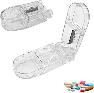 Kit 2 Cortadores de Comprimidos 2em1 Premium Resistente Lâmina Afiada Corta e Armazena Porta Remédio, Cápsulas, Comprimidos, Lâmina em Aço Inoxidável