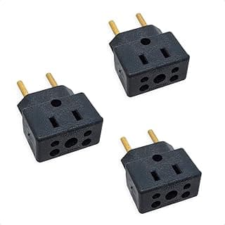 KIT 3 Adaptador De Tomada Universal Em Porcelana Preto 3 Pinos Benjamin 10A/20A Para 2 e 3 Pinos Bivolt 110V/220V Pino Grosso Secadores Chapinhas Air Fryer Fritadeiras Aquecedores Microondas PREMIUM