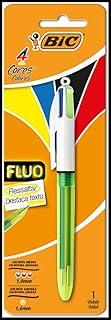 BIC, Caneta Escrita Média Retrátil, 4 Cores Fluo, Com Escrita Grossa para Destaque, 1 Unidade