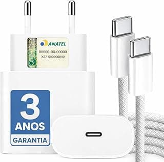 Carregador Turbo 25w Para i.Phone 15 16 17 Pro e Pro Max, Android - Carregador Tipo C Branco com Cabo Reforçado Usb-c Fonte Rápido Homologado Cor Branca Premium UTBRX