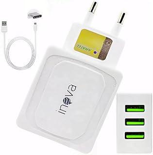 Fonte Carregador Rápido 3 Entradas USB 5.1A Carregamento de Alta Velocidade Turbo Kit Carregador e Cabo Bivolt (Tipo C)