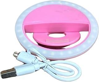 Luz para Selfie em Celular/Ring Light Prático com Clip que prende no Celular e Tablet USB Recarregável / 3 Niveis de Intensidade (Rosa)