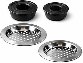 Kit Protetor de Ralo para Pia com Tampas | 2 Filtros de Ralo + 2 Tampas de Vedação | Aço Resistente e Borracha Antivazamento | Anti Entupimento para Cozinha e Banheiro