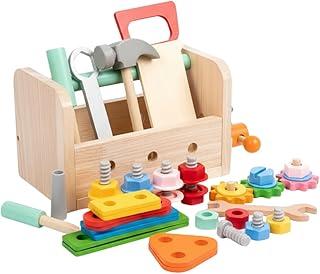 Bancada de Ferramentas Montessori Educativo - Brinquedo Infantil de Madeira para Desenvolvimento Motor e Cognitivo - Presente Criativo Menino Menina 3-5 Anos com Martelo e Engrenagens