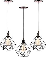 Kit Com 3 Luminárias Pendente Tipo Diamante Aço Modelo Teto (Preto)