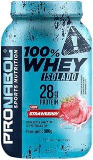 WHEY 100% ISOLADO MORANGO 900G POTE - PRONABOL