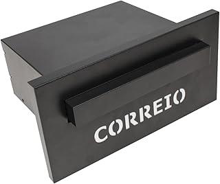 Caixa De Correio Embutir 20Cm Moderna Fosca Escrito Correio (Preto Fosco)