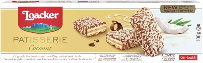 Loacker Wafer Com Recheio De Creme De Coco E Cobertura De Chocolate Ao Leite E Coco Ralado Gran Pasticceria Caixa 100G