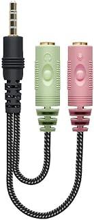 ELG, AAVGP3, Adaptador de Áudio P3 para Headset Gamer, Transforma Duas Entradas P2 Em Uma Saída P3, Plug & Play, 15cm, Preto