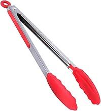 Pegador De Silicone 28cm inox Grande Culinário Cabo Antiderrapante em Silicone Multiuso Air Fryer Churrasco Grelhados Saladas (Vermelho)