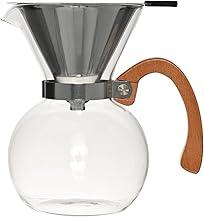 Mimo Style Passador de Café Vidro Borossilicato 16cm com Cabo de Bambu e Filtro de Aço Inoxidável Reutilizável de Dupla Filtragem, Capacidade para 650ml, Totalmente Livre de BPA