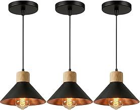 KIT 3 Luminária Pendente de teto Moderna para Sala Cozinha (Preto e Cobre)