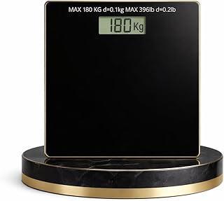 Balança Digital de Vidro Preto Temperado 180 kg – Display LCD Grande, Plataforma Transparente Premium, Alta Precisão Automática, Ideal Fitness Academia Banheiro Casa