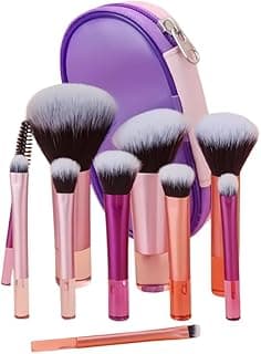 Kit 10 Pincéis de Maquiagem com Estojo Cerdas Sintéticas Macias, Portátil e Completo para Base, Pó, Blush, Corretivo e Sombras – Travel Size Ideal para Presente, Uso Diário e Adolescentes