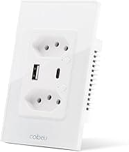 Interruptor Inteligente WiFi, Tomada Inteligente WiFi, Controle Remoto de Eletrodomésticos Por Telefones Celulares, Interruptor Cronometrado, Controle Por Voz, 1 porta USB e 1 porta Tipo-C (Branco)