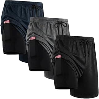 Kit 3 Bermudas Dry Fit Masculino 2 em 1 Shorts Para Treino Academia