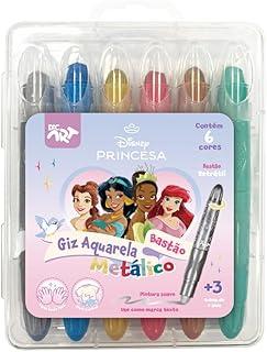 DAC - Giz de Cera Retrátil Aquarela Metálica com 6 Cores - Princesas