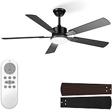 Ventilador de Teto 52" (132cm) Silencioso para Sala e Quarto com Controle Remoto e Luz LED 3 Cores Dimerizável, Motor Reversível, Design Moderno, Bivolt 110-220V