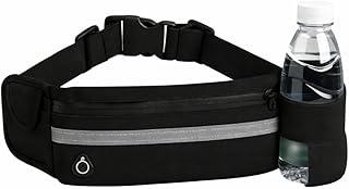 Pochete Esportiva Corrida Slim Impermeável Com Porta Garrafa Preta para Caminhada Academia Fitness Porta Celular Masculina Feminina