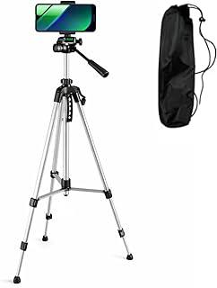 Tripé para Celular com Altura Ajustável I Preto ou Prata 1,5m I Estável para Uso Doméstico e Profissional I Lene (Prata)