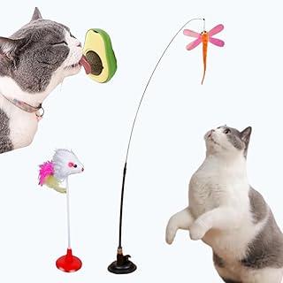 Kit 3 Brinquedo Gato Varinha Pássaro Com Ventosa Fixa Chao Parede Janela Bolinha Catnip