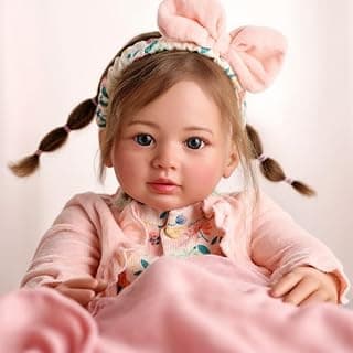 Bebê Reborn Boneca Realista Corpo de Silicone Menina Olhos Azuis 55cm Presente para Meninas (Menina Urso)