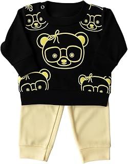 Conjunto Ursinhos Manga Longa para Bebê, 100% Algodão, Blusa e Calça