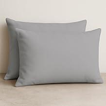 Kit 2 Fronhas De Travesseiro Avulsas 50x70cm Lisas Malha 100% Algodão Com Zíper Escondido Cores Vivas e Toque Macio Cozzilar (Cinza)