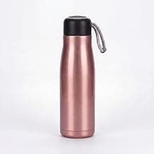 Garrafa Térmica Inox 350ml ou 500ml com Alça de Corda | Tampa Antivazamento e Isolamento Térmico para Bebidas Quentes e Frias (Rose - 500ml)