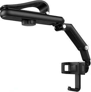 Suporte de Celular para Quebra-Sol do Carro, Rotação 360°, Articulado e Dobrável, GPS e Chamadas, Preto