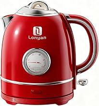 Chaleira Elétrica 127V 8015B 1355W 1.5L Com Termômetro Mantém Quente SUS304 Inox e Plástico Fervidor de Água Desligamento Automático Leve Rápido Fervura para Casa Cozinha (Vermelho, 127V)