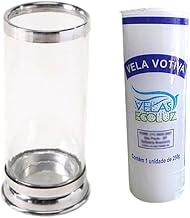 KIT 1 SUPORTE PORTA VELA 7 DIAS COPO PARA VELA DE VIDRO E ALUMÍNIO + 1 VELA 7 DIAS DE 250G PARAFINA PURA BRANCA