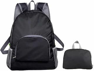 Mochila Dobrável Impermeável Nylon Esportiva Escolar 25L Resistente à Água (Preto)