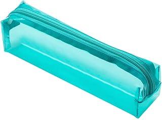 Estojo PVC Transparente Quadrado 1 Zíper Verde Água, BRW