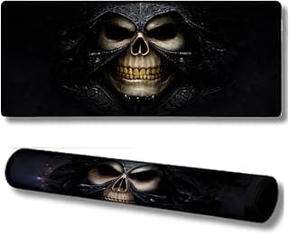 Mousepad Gamer Grande 70x35cm Speed Antiderrapante Base Emborrachada 3mm Borda Costurada Premium – Caveira Dark