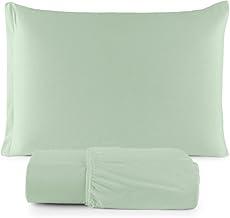 Jogo de Lençol Malha 100% Algodão com Elástico 2 e 3 Peças Liso (Verde Menta, Solteiro)