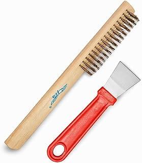 Kit Escova e Espátula para Limpar Grelha Churrasqueira Inox Raspador Para Limpeza Churrasco Aço Inoxidável Cabo Ergonômico Material Resistente e Premium