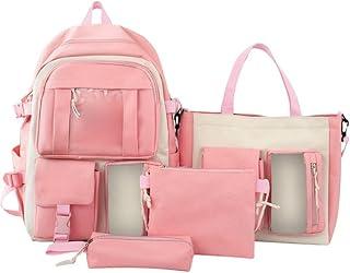 Kit 4 Itens Mochila Escolar Passeio Feminina com Espaço para Notebook Bolsa Maior Bolsa Menor Estojo