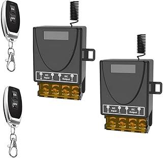 Kit Módulo Relé Controle Remoto 2 Canais para Bomba de Água, 2 Pares, 9V-72V DC, Alcance 100m