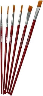 Pincel Artístico 6 Peças para Tinta Óleo Acrílica e Aquarela com Cerdas Sintéticas