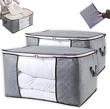 Bolsa Organizadora Multiuso Dobráveis com Zíper e Visor Transparente, Tecido Premium, Alças Laterais, Dobrável e Empilhável - Ideal para Roupas de Cama, Sapatos e Brinquedos - Kit 2 Unidades