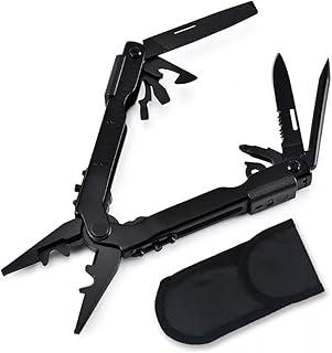 Alicate Multifuncional Dobrável Aço Inox, Preto, com Bainha